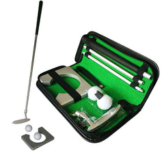 Portable golf putting set with sectional putter balls cup and storage case - additional view