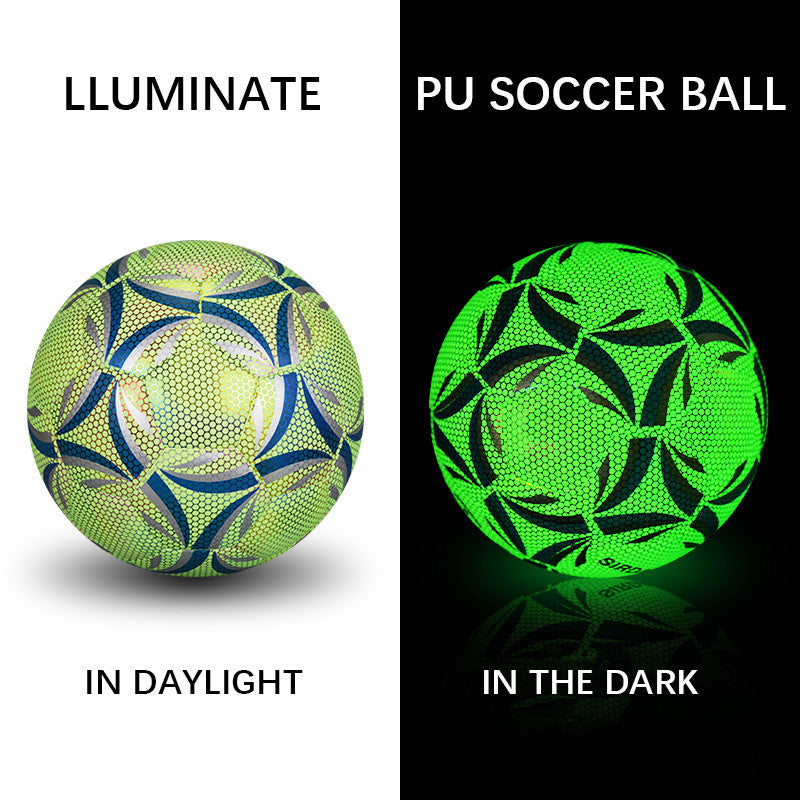 Glow-in-the-dark soccer ball with geometric panel design