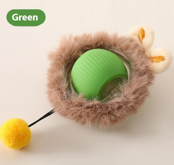 Plush Self-Rolling Cat Toy Ball