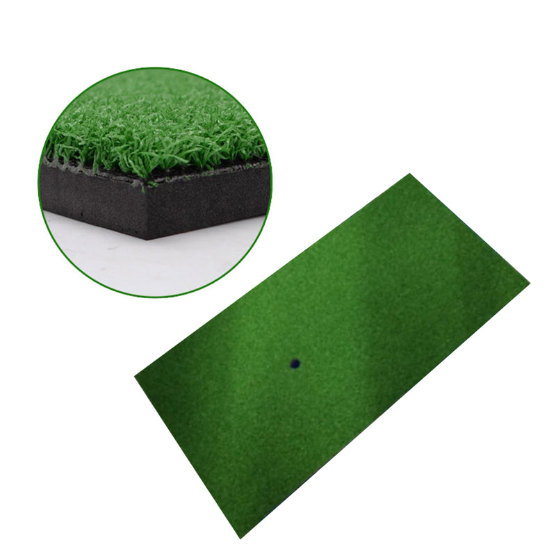 Rectangular green golf practice mat with artificial turf surface