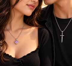 HYNQORA Heart & Dagger Couples Pendant Necklace