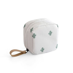 Travel Makeup Pouch with Zip Closure — White Cactus