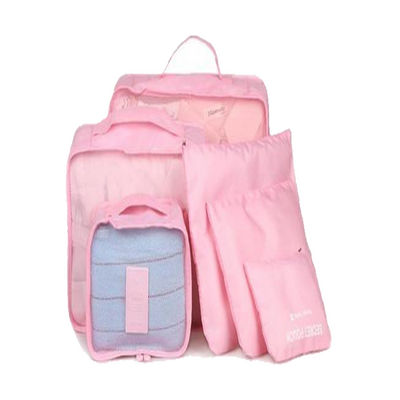6-Piece Travel Packing Cubes & Pouch Set — Pink