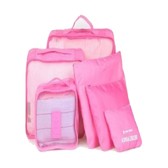 6-Piece Travel Packing Cubes & Pouch Set — Rose Red
