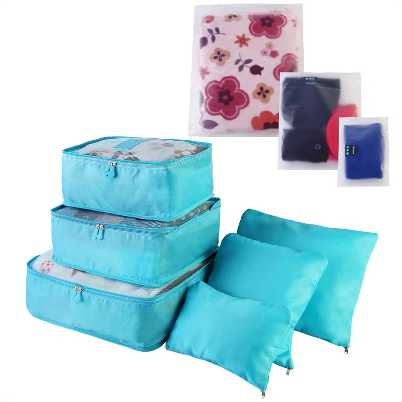 9-Piece Travel Packing Cube, Pouch & Storage Bag Set — Blue