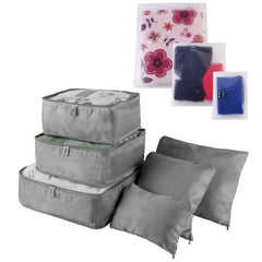 9-Piece Travel Packing Cube, Pouch & Storage Bag Set — Gray
