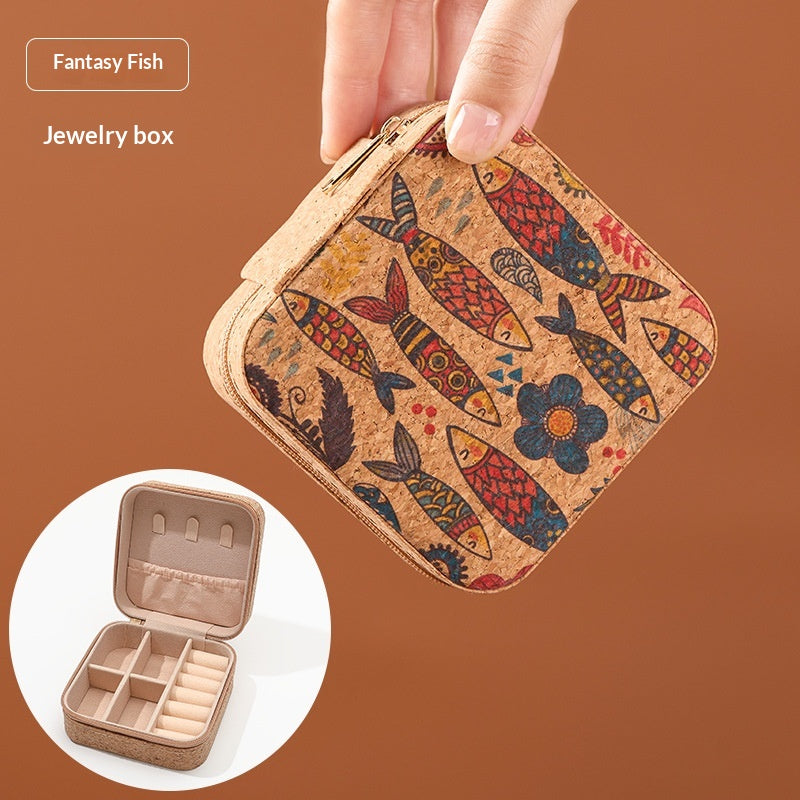 Compact Travel Jewelry Box – 10 cm Printed Organizer — Fantasy Fish