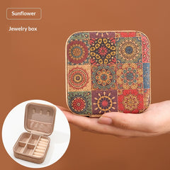 Compact Travel Jewelry Box – 10 cm Printed Organizer — Sunflower