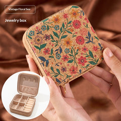 Compact Travel Jewelry Box – 10 cm Printed Organizer — Vintage Flowers